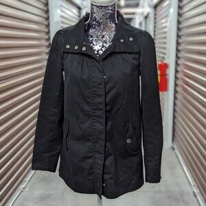 H&M Women's Size 4 Black Full Zip Jacket with Snap Over Closure and Pockets